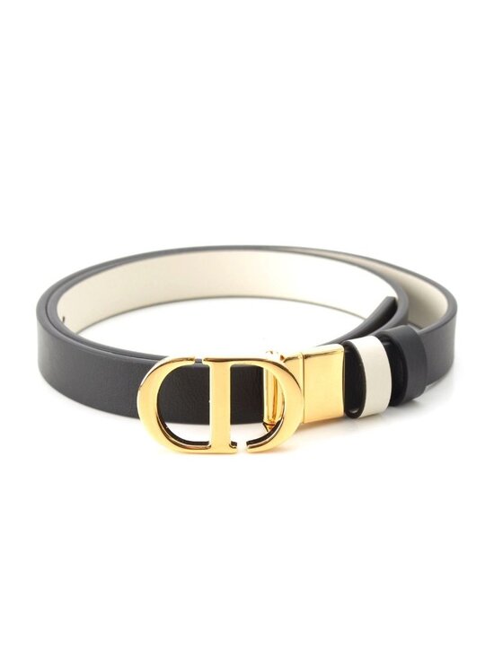 Dior CD Logo 30 Toronto Montaigne 20 Slim Smooth Calfskin Reversible Belt White main image 7